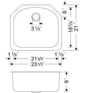 Wells Sinkware Craftsmen 24" D-Shape Undermount 18-Gauge Stainless Steel Single Bowl Kitchen Sink With 1 Bottom Protection Grid Rack and 1 Basket Strainer
