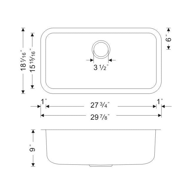 Wells Sinkware Craftsmen 30" Rectangle Undermount 16-Gauge Stainless Steel Single Bowl Kitchen Sink With 1 Bottom Protection Grid Rack and 1 Basket Strainer