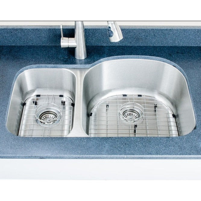 Wells Sinkware Craftsmen 32" Specialty Undermount 16-Gauge Stainless Steel 30/70 Double Bowl Kitchen Sink With 2 Bottom Protection Grid Racks and 2 Deep Basket Strainers