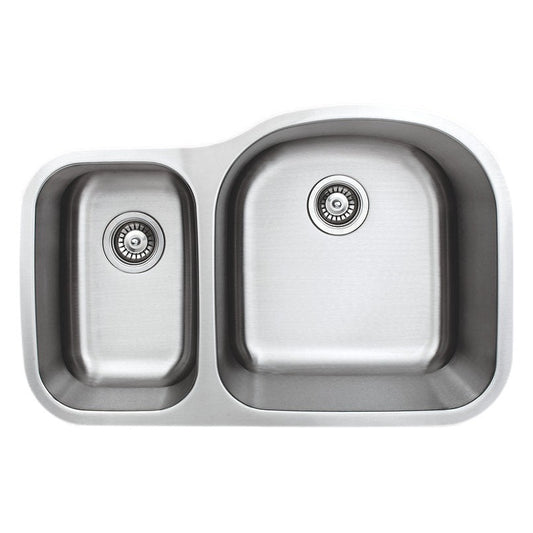 Wells Sinkware Craftsmen 32" Specialty Undermount 16-Gauge Stainless Steel 30/70 Double Bowl Kitchen Sink