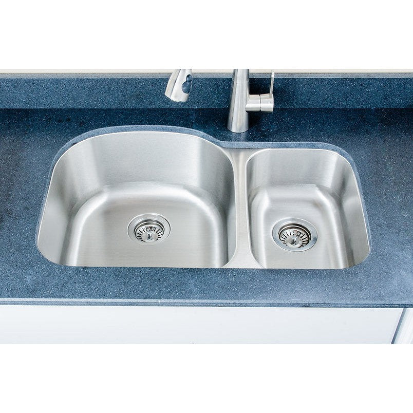 Wells Sinkware Craftsmen 32" Specialty Undermount 16-Gauge Stainless Steel 70/30 Double Bowl Kitchen Sink With 2 Bottom Protection Grid Racks and 2 Deep Basket Strainers