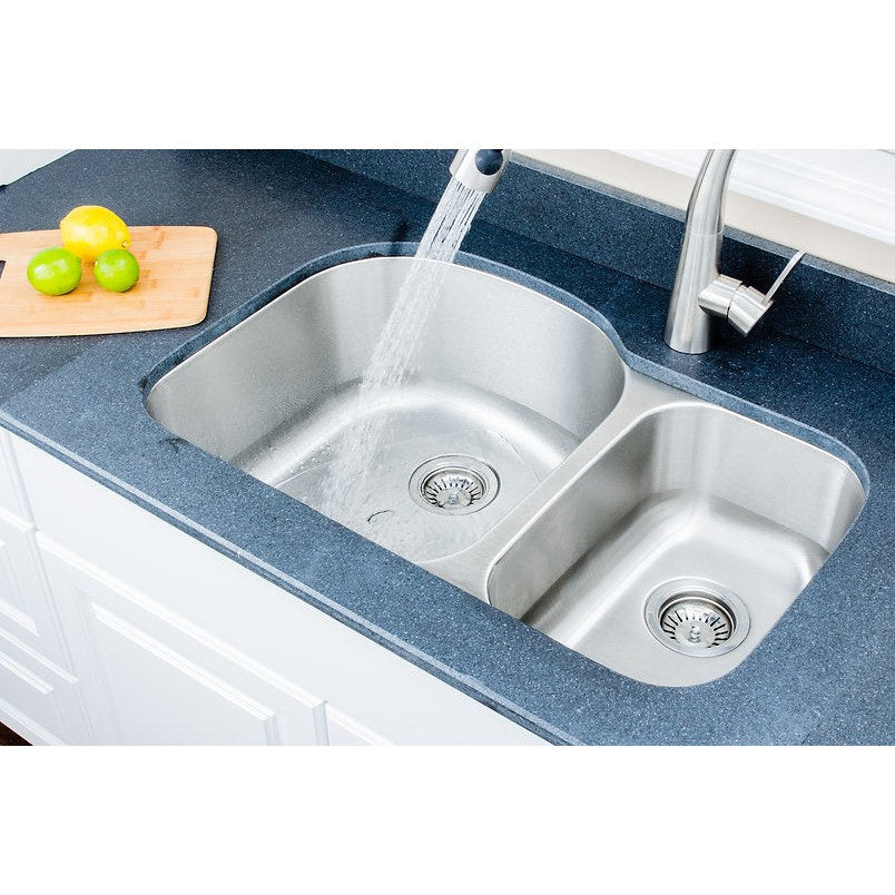 Wells Sinkware Craftsmen 32" Specialty Undermount 16-Gauge Stainless Steel 70/30 Double Bowl Kitchen Sink With 2 Bottom Protection Grid Racks and 2 Deep Basket Strainers