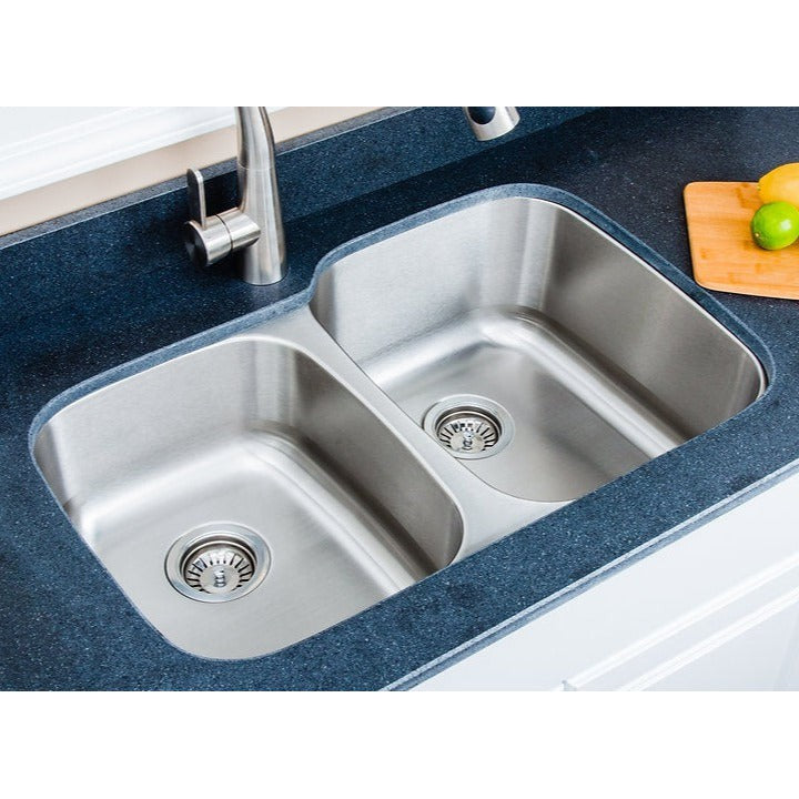 Wells Sinkware Craftsmen 32" Specialty Undermount 18-Gauge 40/60 Double Bowl Stainless Steel Kitchen Sink