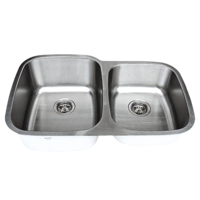 Wells Sinkware Craftsmen 32" Specialty Undermount 18-Gauge 60/40 Double Bowl Stainless Steel Kitchen Sink