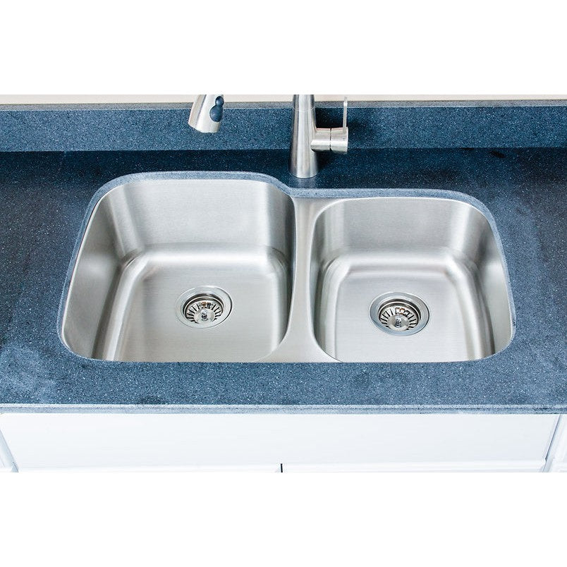 Wells Sinkware Craftsmen 32" Specialty Undermount 18-Gauge 60/40 Double Bowl Stainless Steel Kitchen Sink