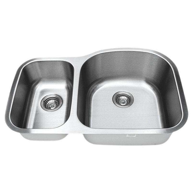 Wells Sinkware Craftsmen 32" Specialty Undermount 18-Gauge Stainless Steel 30/70 Double Bowl Kitchen Sink