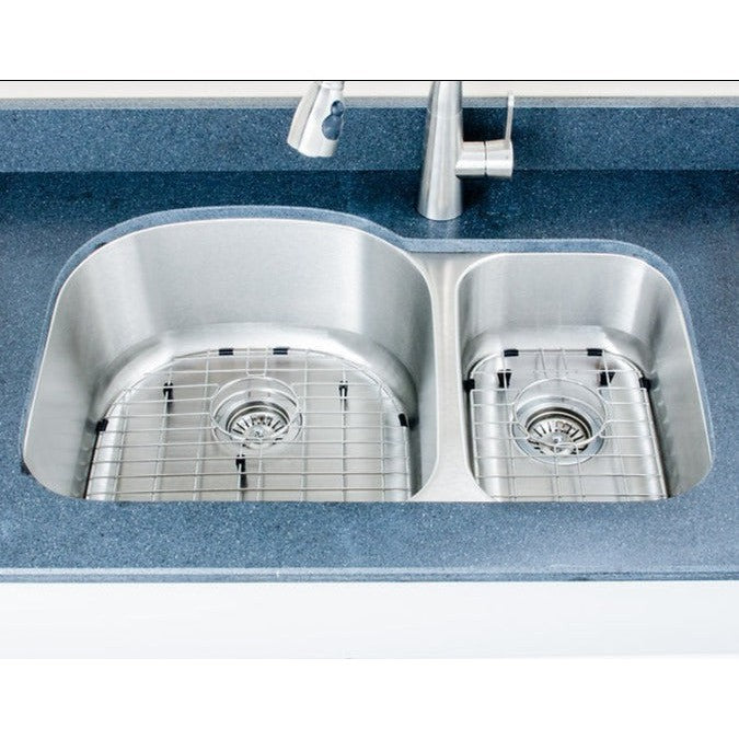 Wells Sinkware Craftsmen 32" Specialty Undermount 18-Gauge Stainless Steel 70/30 Double Bowl Kitchen Sink With 2 Bottom Protection Grid Racks and 2 Deep Basket Strainers