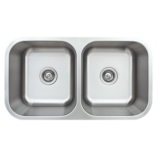 Wells Sinkware Craftsmen 33" Rectangle Undermount 16-Gauge 50/50 Double Bowl Stainless Steel Kitchen Sink