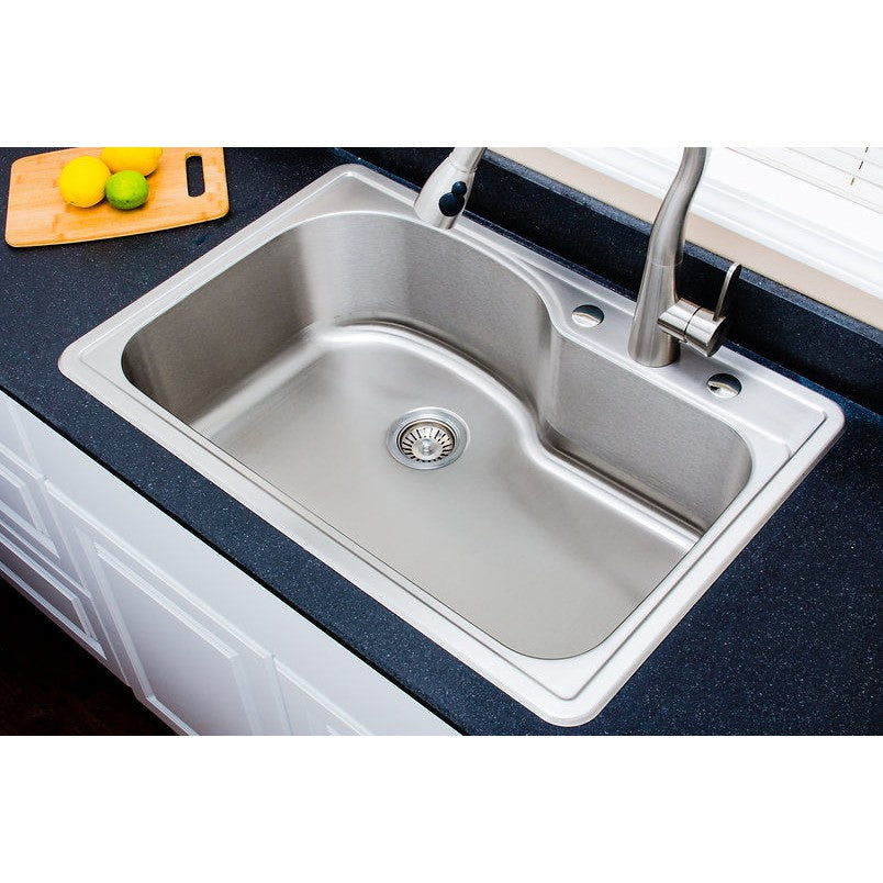 Wells Sinkware Duet 33" Specialty Drop-in 18-Gauge Stainless Steel Single Bowl Kitchen Sink With 3 Faucet Holes