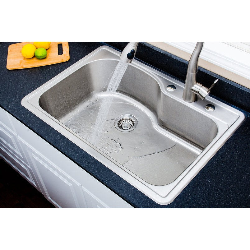 Wells Sinkware Duet 33" Specialty Drop-in 18-Gauge Stainless Steel Single Bowl Kitchen Sink With 3 Faucet Holes