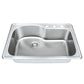 Wells Sinkware Duet 33" Specialty Drop-in 18-Gauge Stainless Steel Single Bowl Sink With 3 Faucet Holes, 2 Bottom Protection Grid Racks and 1 Deep Basket Strainer