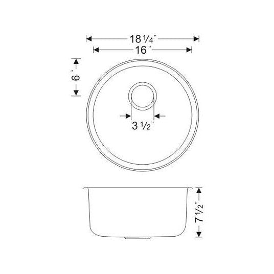 Wells Sinkware Jazz 18" Round Undermount 20-Gauge Stainless Steel Single Bowl Kitchen/Bar Sink With 1 Bottom Protection Grid Rack and 1 Deep Basket Strainer