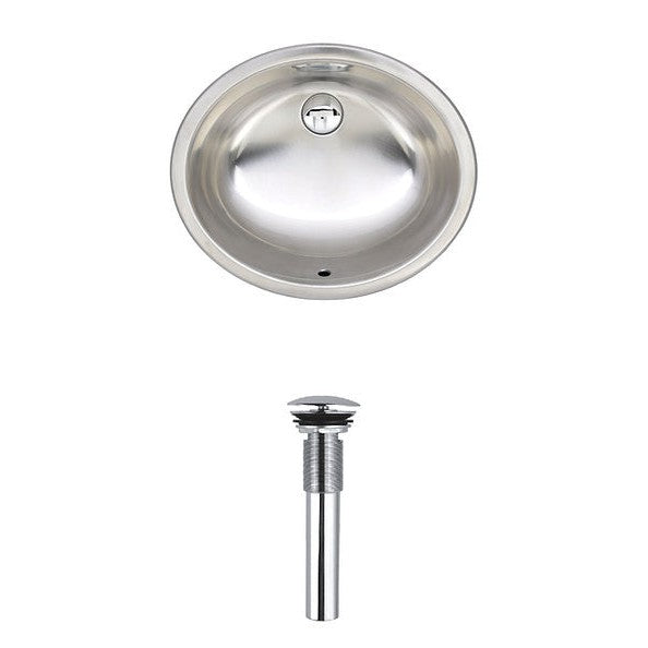 Wells Sinkware Jazz 19" Oval Undermount 20-Gauge Single Bowl Stainless Steel Kitchen/Bar Sink With Overflow