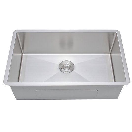 Wells Sinkware New Chef's 30" Rectangle Undermount Handcrafted 16-Gauge Single Bowl Stainless Steel Kitchen Sink