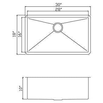 Wells Sinkware New Chef's 30" Rectangle Undermount Handcrafted 16-Gauge Single Bowl Stainless Steel Kitchen Sink With 1 Bottom Protection Grid Rack and 1 Deep Basket Strainer