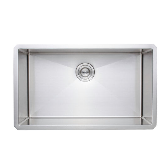 Wells Sinkware New Chef's 30" Rectangle Undermount Handcrafted 16-Gauge Single Bowl Stainless Steel Kitchen Sink