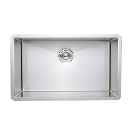 Wells Sinkware New Chef's 30" Rectangle Undermount Handcrafted 16-Gauge Single Bowl Stainless Steel Kitchen Sink