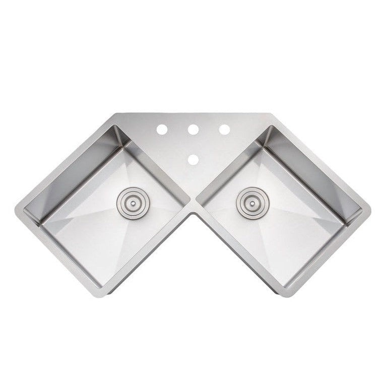 Wells Sinkware New Chef's 32" Specialty Undermount Handcrafted 16-Gauge Butterfly Equal Double Bowl Stainless Steel Kitchen Sink With 4 Faucet Holes, 2 Bottom Protection Grid Racks and 2 Deep Basket Strainers