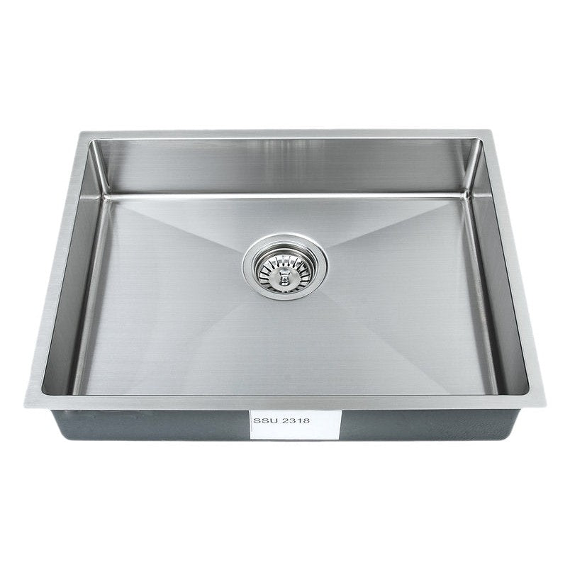 Wells Sinkware Specialty 23" Rectangle Undermount Handcrafted 18-Gauge ADA Compliant Single Bowl Stainless Steel Kitchen Sink With 1 Deep Basket Strainer