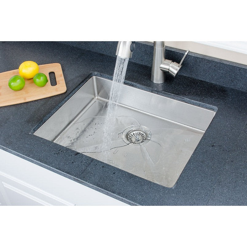 Wells Sinkware Specialty 23" Rectangle Undermount Handcrafted 18-Gauge ADA Compliant Single Bowl Stainless Steel Kitchen Sink With 1 Deep Basket Strainer