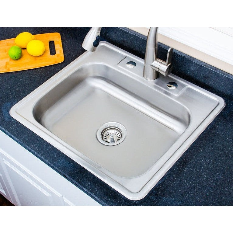 Wells Sinkware Specialty 25" Rectangle Drop-in 20-Gauge ADA Compliant Single Bowl Stainless Steel Kitchen Sink With 3 Faucet Holes