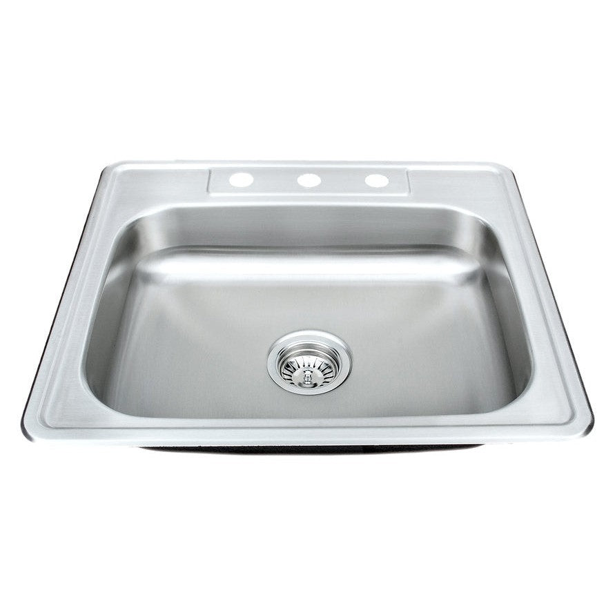 Wells Sinkware Specialty 25" Rectangle Drop-in 20-Gauge ADA Compliant Single Bowl Stainless Steel Kitchen Sink With 3 Faucet Holes