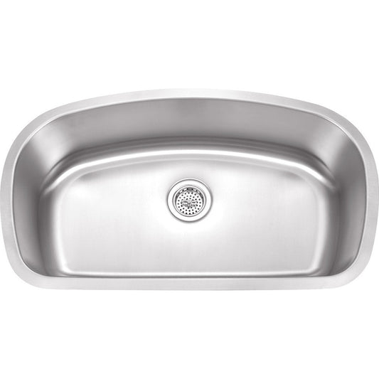 Wells Sinkware Specialty 33" Bean-shape Undermount 18-Gauge Stainless Steel Single Bowl Kitchen Sink