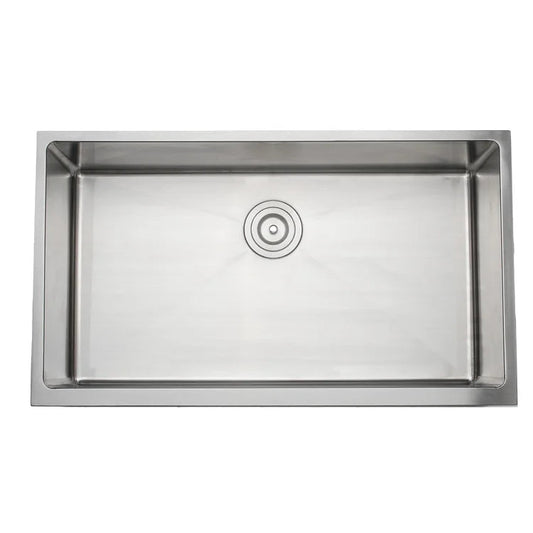 Wells Sinkware The Chef's 33" Rectangle Farmhouse Apron Front Handcrafted 16-Gauge Stainless Steel Single Bowl Kitchen Sink