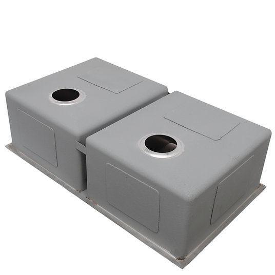 Wells Sinkware The Chef's 33" Rectangle Undermount Handcrafted 16-Gauge Stainless Steel Double Bowl Kitchen Sink 2 Bottom Protection Grid Racks and 2 Basket Strainers