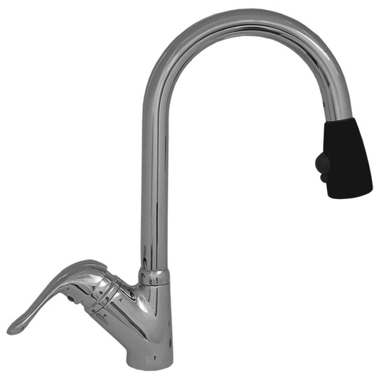 Whitehaus 3-2169-C-B Rainforest Single Hole/Single Lever Handle Faucet with Black Spray Head