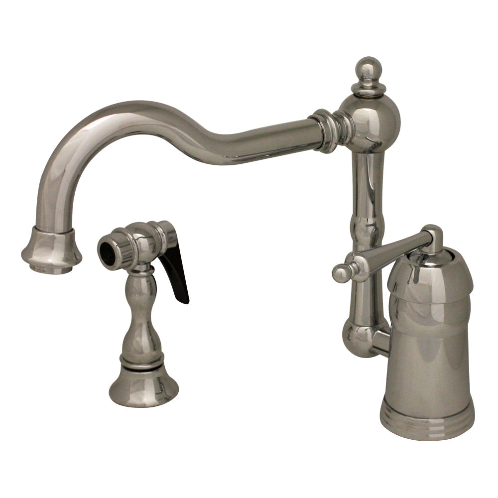 Whitehaus 3-3190-C Legacyhaus Single Lever Handle Faucet with Traditional Swivel Spout and Solid Brass Side Spray