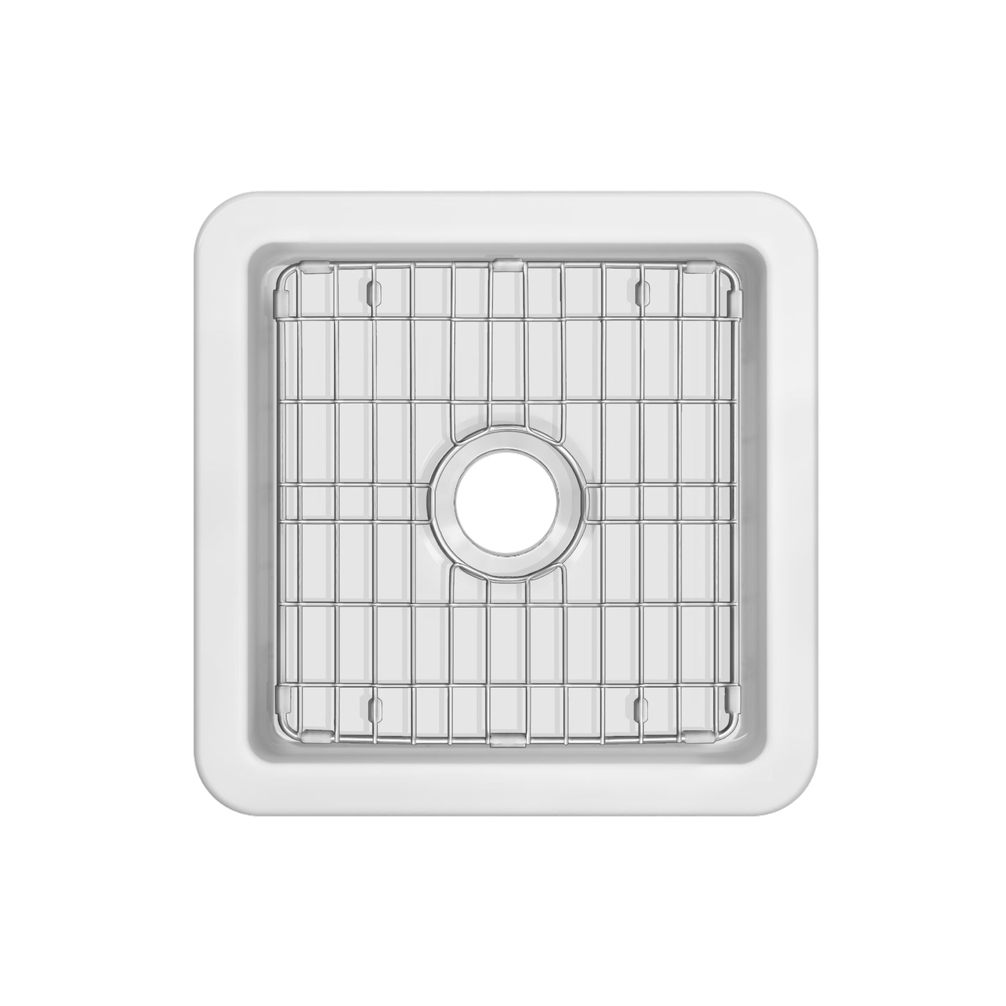 Whitehaus Fireclay 18" White Undermount / Drop-in Kitchen Sinks, Stainless Steel Grid Included