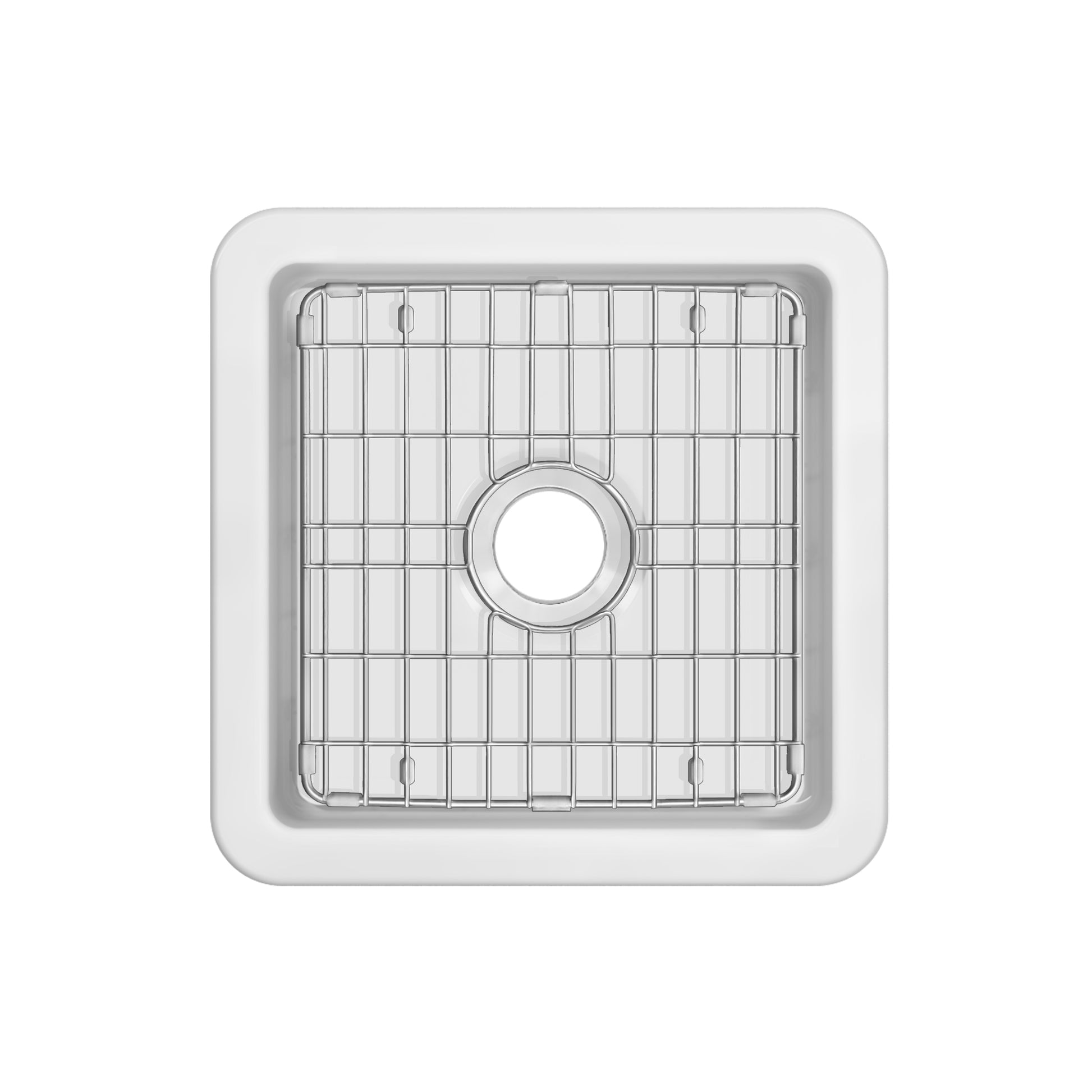 Whitehaus Fireclay 18" White Undermount / Drop-in Kitchen Sinks, Stainless Steel Grid Included
