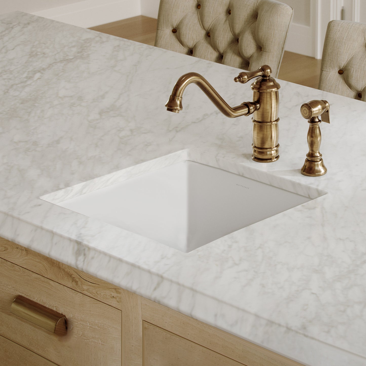 Whitehaus Fireclay 18" White Undermount / Drop-in Kitchen Sinks, Stainless Steel Grid Included