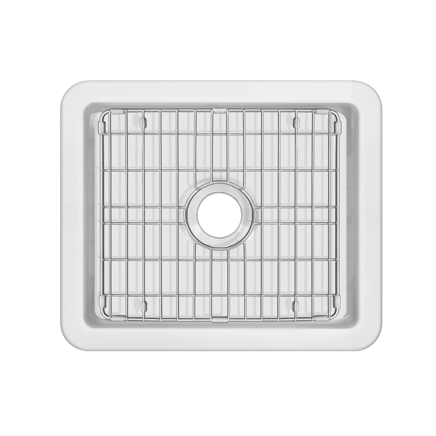 Whitehaus Fireclay 24" White Undermount / Drop-in Fireclay Kitchen Sinks, Stainless Steel Grid Included