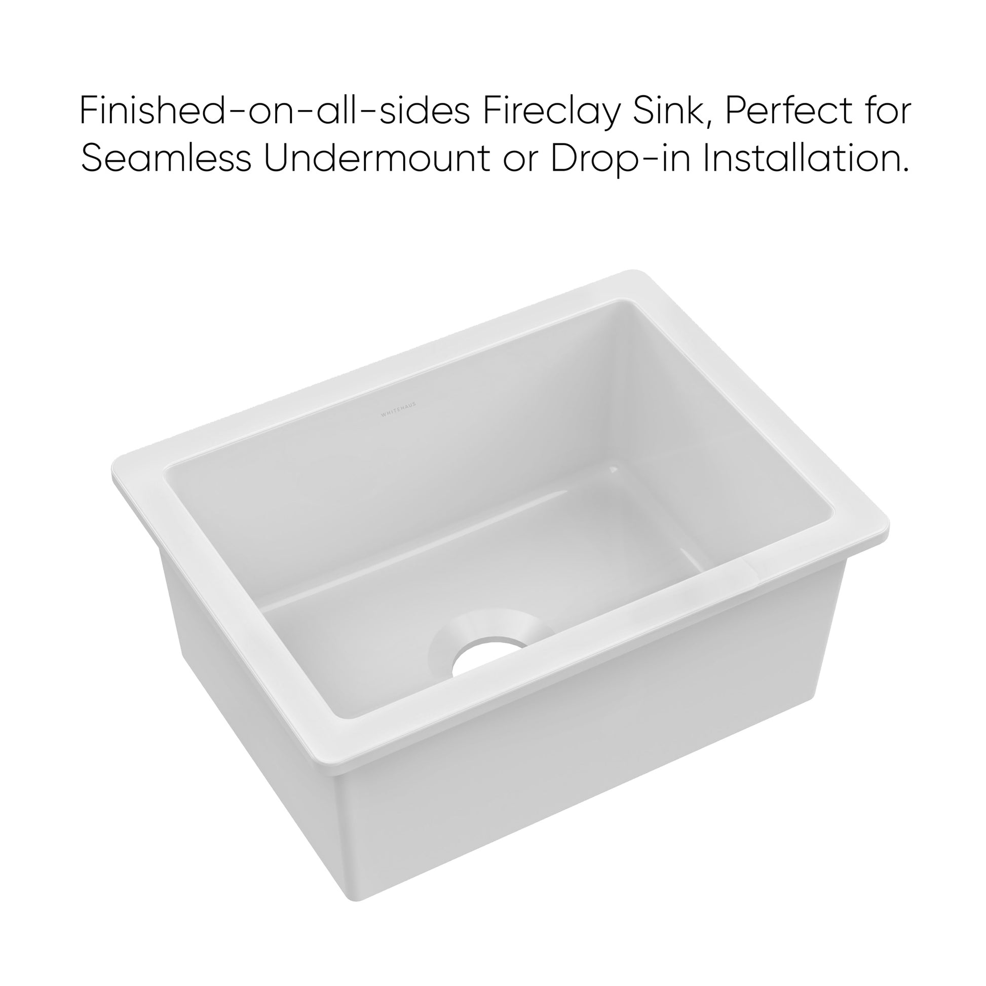 Whitehaus Fireclay 24" White Undermount / Drop-in Fireclay Kitchen Sinks, Stainless Steel Grid Included