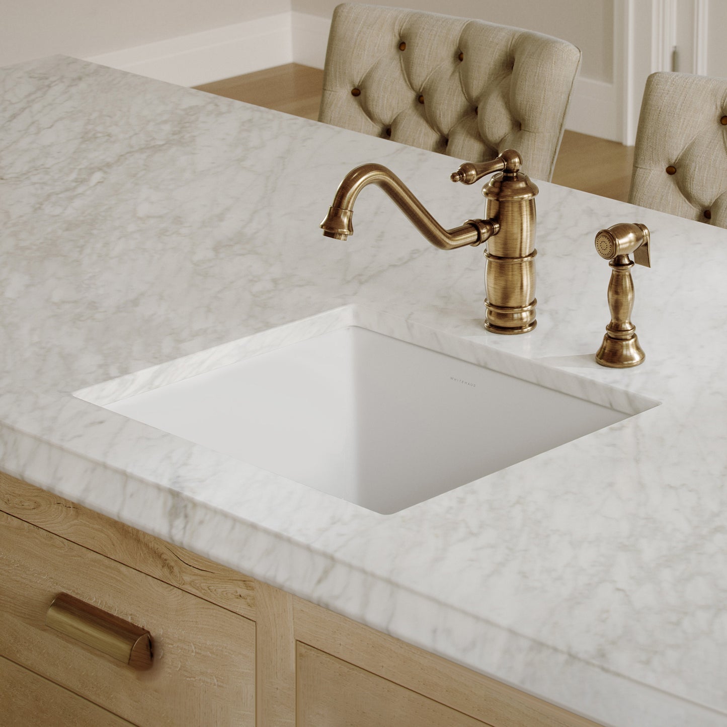 Whitehaus Fireclay 24" White Undermount / Drop-in Fireclay Kitchen Sinks, Stainless Steel Grid Included