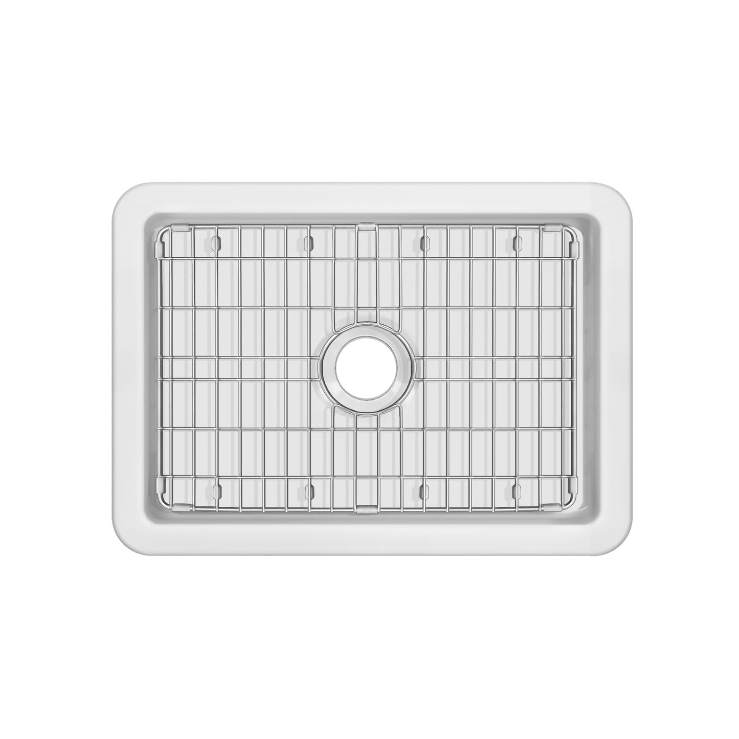 Whitehaus Fireclay 28" White Undermount / Drop-in Fireclay Kitchen Sinks, Stainless Steel Grid Included