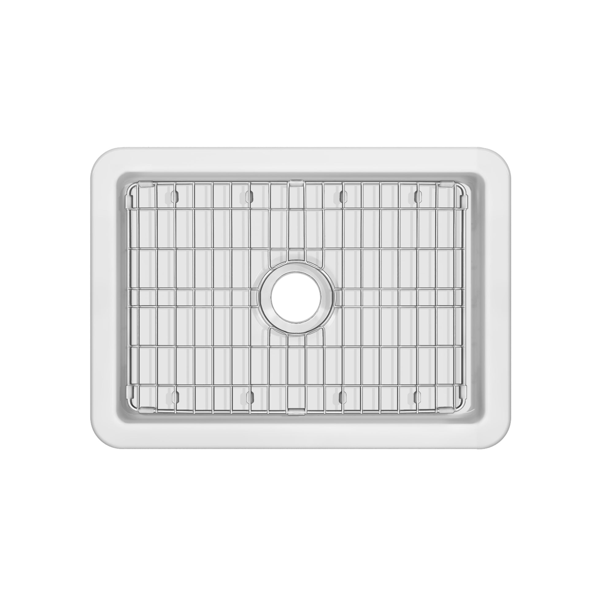 Whitehaus Fireclay 28" White Undermount / Drop-in Fireclay Kitchen Sinks, Stainless Steel Grid Included