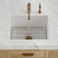 Whitehaus Fireclay 28" White Undermount / Drop-in Fireclay Kitchen Sinks, Stainless Steel Grid Included