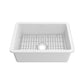 Whitehaus Fireclay 28" White Undermount / Drop-in Fireclay Kitchen Sinks, Stainless Steel Grid Included