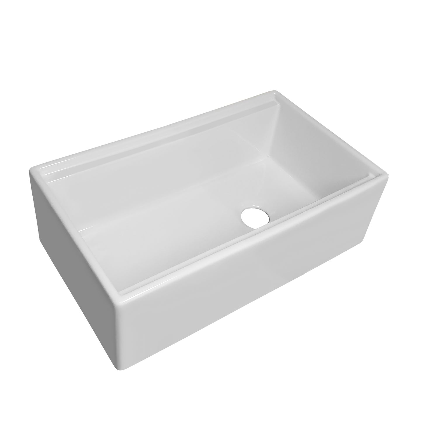 Whitehaus Fireclay 30" White Reversible Single Bowl Sink Set With Smooth Front Apron, Walnut Wood Cutting Board and Stainless Steel Grid