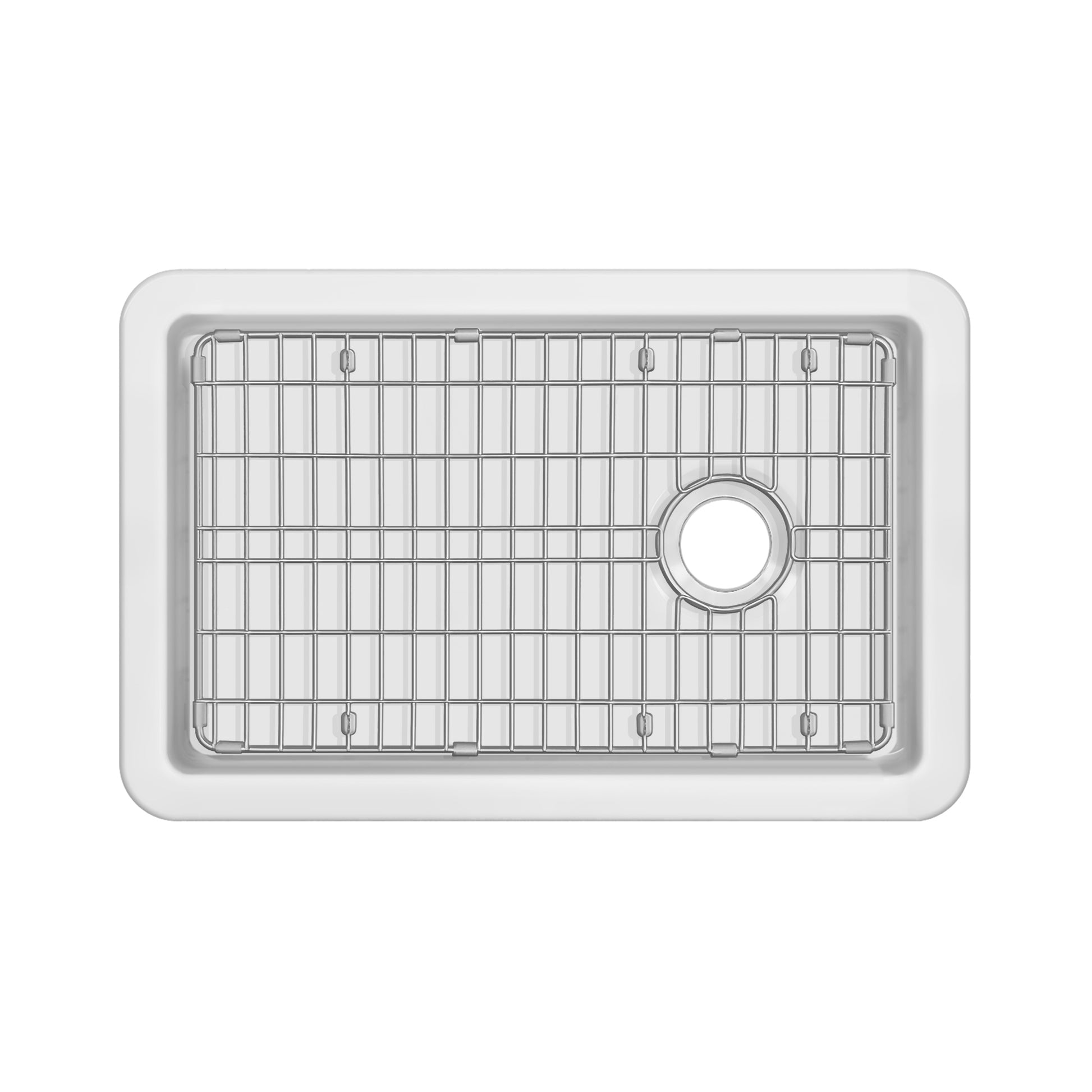 Whitehaus Fireclay 31" White Undermount / Drop-in Fireclay Kitchen Sinks, Stainless Steel Grid Included