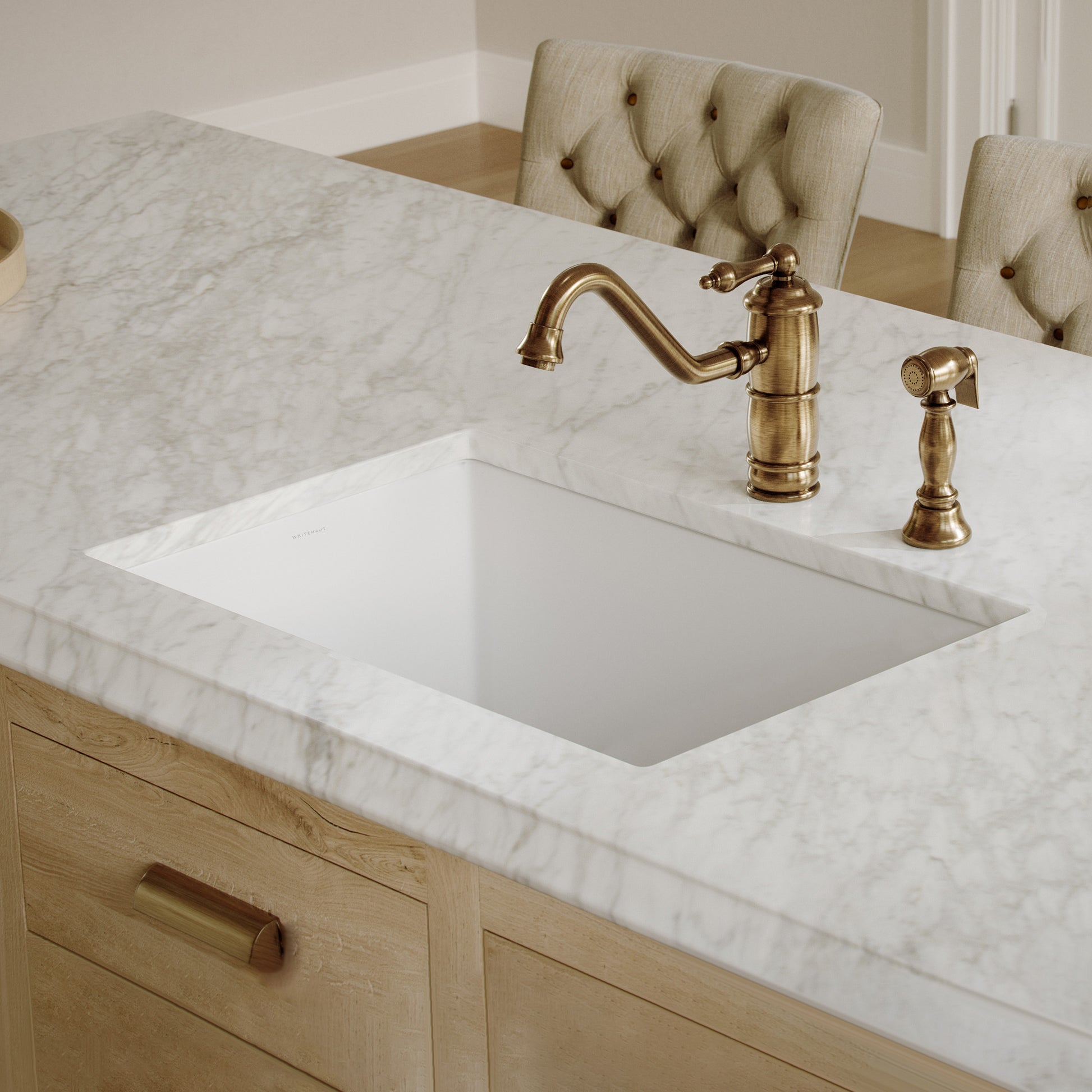 Whitehaus Fireclay 31" White Undermount / Drop-in Fireclay Kitchen Sinks, Stainless Steel Grid Included