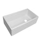 Whitehaus Fireclay 33" White Reversible Single Bowl Sink Set With Smooth Front Apron, Walnut Wood Cutting Board and Stainless Steel Grid