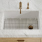 Whitehaus Fireclay 34" White Undermount / Drop-in Fireclay Kitchen Sinks, Stainless Steel Grid Included