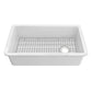 Whitehaus Fireclay 34" White Undermount / Drop-in Fireclay Kitchen Sinks, Stainless Steel Grid Included