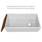 Whitehaus Fireclay 36" White Reversible Single Bowl Sink Set With Smooth Front Apron, Walnut Wood Cutting Board and Stainless Steel Grid