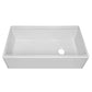 Whitehaus Fireclay 36" White Reversible Single Bowl Sink Set With Smooth Front Apron, Walnut Wood Cutting Board and Stainless Steel Grid