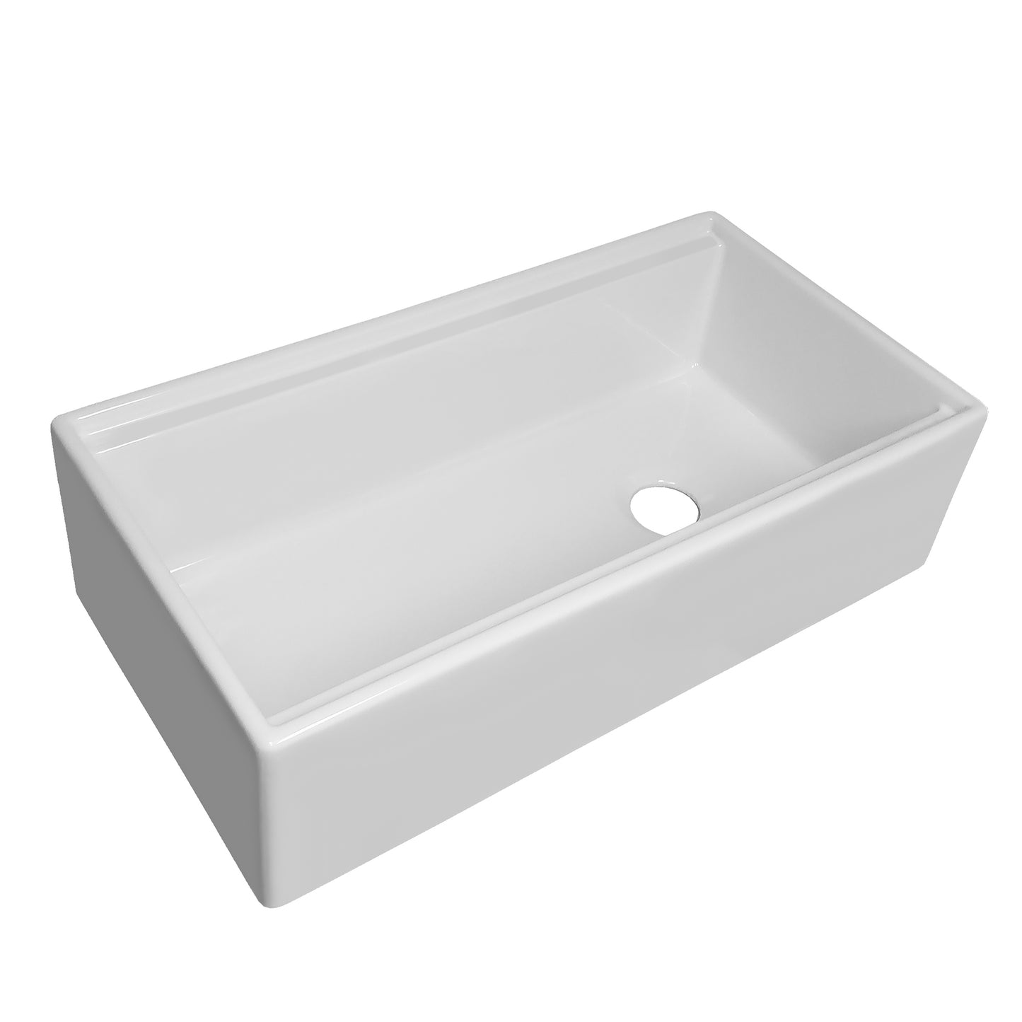 Whitehaus Fireclay 36" White Reversible Single Bowl Sink Set With Smooth Front Apron, Walnut Wood Cutting Board and Stainless Steel Grid